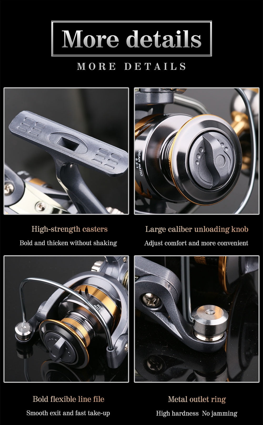 DEUKIO Spinning Fishing Reel AR2000-7000 Speed Ratio 5.2:1 Bearing 2BB Metal Spool Foldable Rocker Arm Fishing Tool