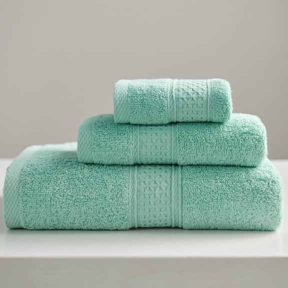 Zhuge 3 Pack Ultra Soft Cotton Towel Set, Includes 28x55 Inch Bath Towel, 13x29 Inch Hand Towel & 13x13 Inch Wash Cloth, Perfect for Daily Use, Compact & Lightweight, Light Green