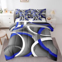 Homewish Abstract Stripes 7-Piece Bedding Comforter Set for Female Men Teens,Geometric Lines King Bedding Sets,Vintage Aesthetic Ultra Soft Bed Sheets,Luxury Bedroom Decor,Reversible