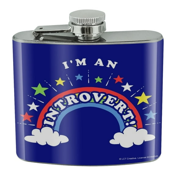 I'm an Introvert Rainbow Funny Humor Stainless Steel 5oz Hip Drink Kidney Flask