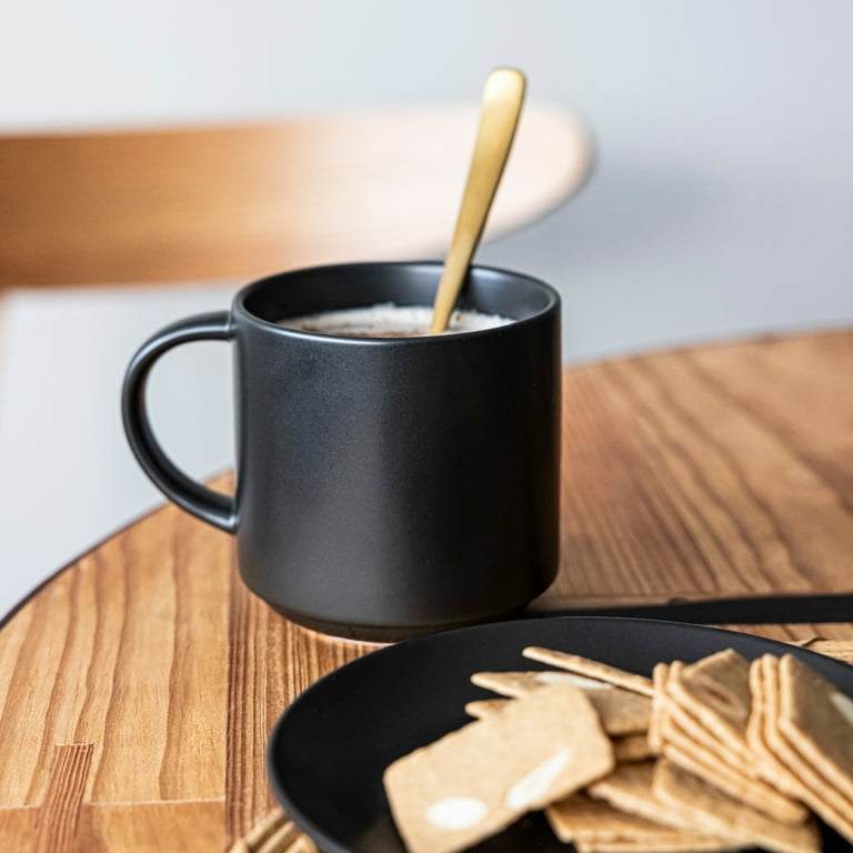over&back Stackable Stoneware Coffee Mugs - 4-Piece Mug Set - Enjoy the  Perfect Cup of Coffee, Tea, Latte, and More - Semi-Matte Black- 14oz -  Walmart.com