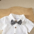 thumbnail image 5 of hoksml Unisex Baby Bodysuit and Suspender Shorts Set, Plaid Bow Tie Outfit, Infant Formal Summer Wear, 5 of 9