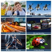 Deatti Digital Camera,FHD 4K Camera with Dual Screen 64GB SD Card ,Digital Point and Shoot Camera,18X Zoom,Anti Shake Portable Rechargeable for Boys Girls Kids, Black