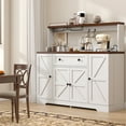 thumbnail image 2 of HAUXITIO Farmhouse Buffet Cabinet with Charging Station,Drawers & Wine Rack,Storage Sideboard with Barn Doors for Kitchen & Dining Room,White, 2 of 9