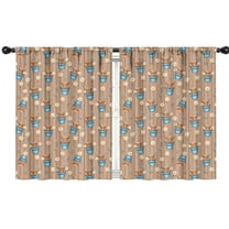Blackout Kids Curtains,Brown Highland Cow Bucket Flower Pattern Childrens Insulated Curtains Set Of 2,Bedroom Essentials,Toddler Room Decor 42"x54"