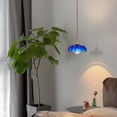 thumbnail image 6 of Plug in Pendant Light: 14.8ft Swag Cord with Rotating Switch, Blue Glass Hanging Lamp Fixture for Kitchen Island & Ceiling Hanging Lights, 6 of 7