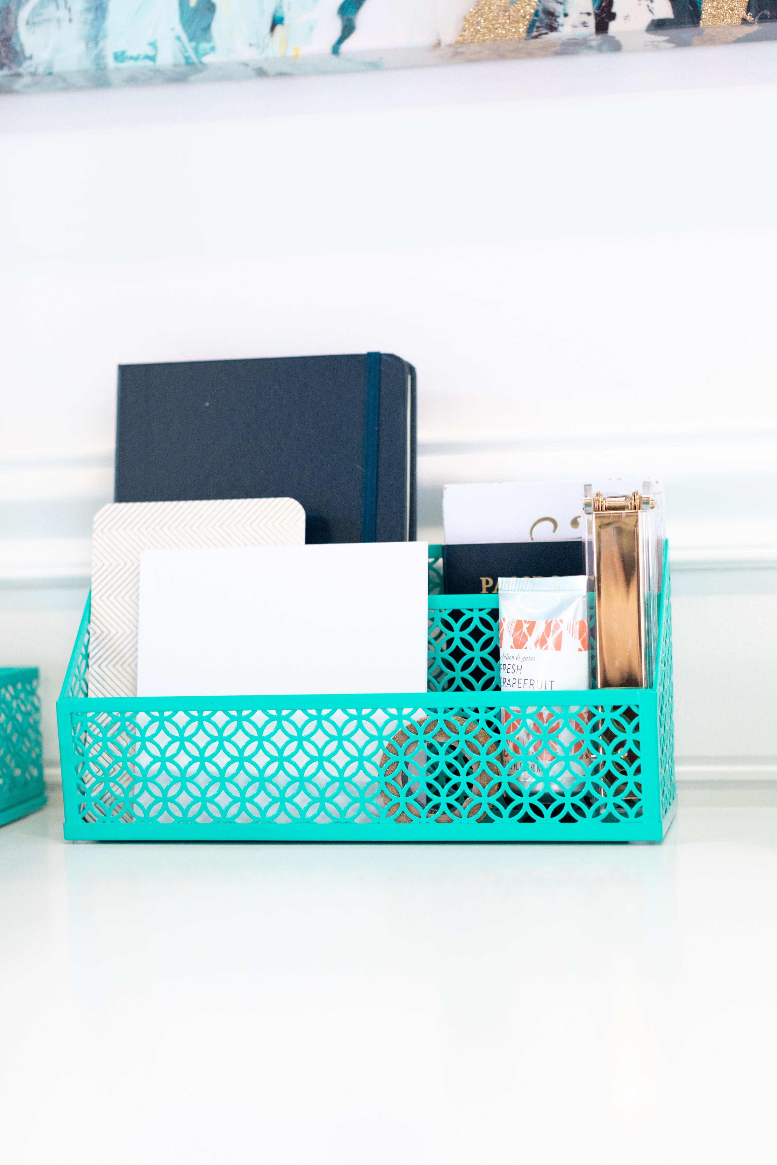 Blu Monaco Riviera 6 Piece Dark Teal Desk Organizer Set