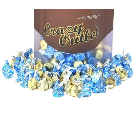 Hershey's Kisses Milk Chocolate with Almonds Gold Foils, Kisses Cookie' n Crème Blue Foils Candy Mix, Bulk (Pack of 4