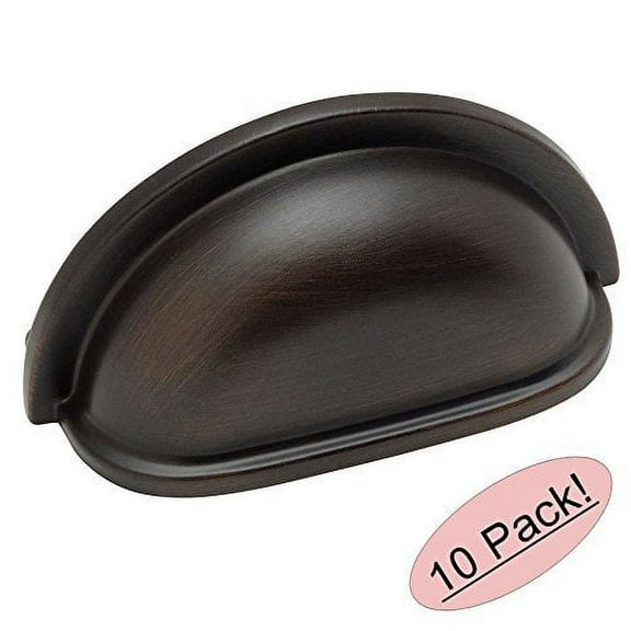 Cosmas 4310ORB Oil Rubbed Bronze Cabinet Hardware Bin Cup Drawer Handle Pull - 3" Inch (76mm) Hole Centers - 10 Pack