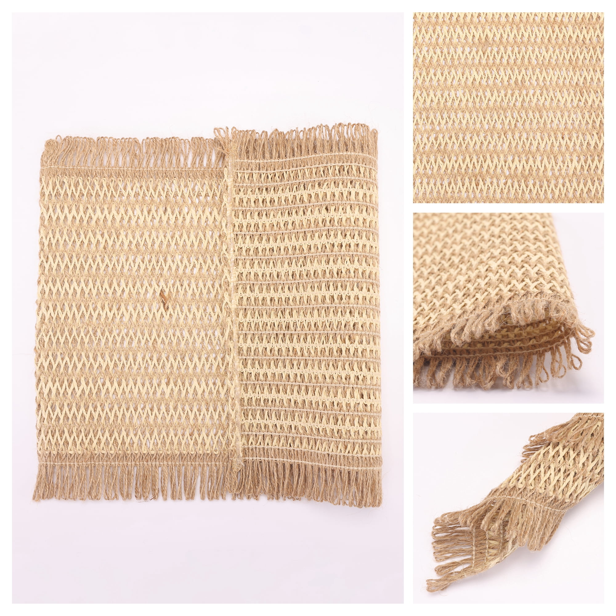 Unique Bargains 6pcs Woven Placemats with Tassels Brown 17.7"x11.8"
