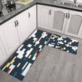 thumbnail image 3 of Kitchen Rugs and Mats Non Skid Washable Black Geometric Abstract` Kitchen Mat and Rug Set,Floor Cushion Waterproof Rug,Rubber Backed Area Rugs for Kitchen Laundry, 3 of 7
