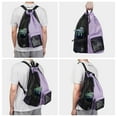 thumbnail image 4 of Drawstring Mesh Swim Backpack with Wet Pocket Lightweight Sports Equipment Bag for Swimming Gym Workout Grer Hand Carry Handle Beach Pool, Purple, 4 of 7