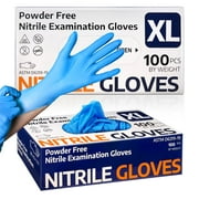 Supmedic Nitrile Exam Gloves, 3.5 mil Blue Disposable Medical Glove Powder-Free Latex-Free Food Safe, 100 Pcs (X-Large)