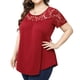 thumbnail image 4 of Puntoco Moda Mujer Causal Cuello Redondo Blusa Sólida Encaje Manga Corta Camiseta Verano Tallas Grandes tops Puntoco Puntoco-2552, 4 of 9