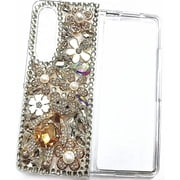 Case for Galaxy Z Fold 3,3D Handmade Luxury Sparkle Rhinestone Crystal Diamond Bling Glitter Girl Women Shockproof Drop Protect Phone Case for Samsung Galaxy Z Fold 3 5G,2021 (Bear Color)