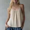 thumbnail image 4 of TGSLY Gathered Scoop Neck Camisole for Women Lightweight Soft Solid Color Sleeveless Shirts Loose Fit Dressy Adjustable Spaghetti Strap Ruched Tank Tops L, 4 of 7