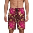 thumbnail image 1 of Balery Golden Snowflakes And And Butterflies Pantalones cortos de pijama de punto de algodón para hombre con cinturilla y bolsillos-4X-Large, 1 of 6