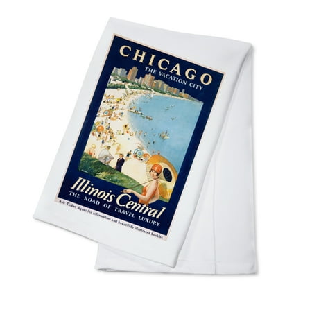 Illinois Central - Chicago - The Vacation City (beach) Vintage Poster (artist: Proehl) USA c. 1932 (100% Cotton Kitchen