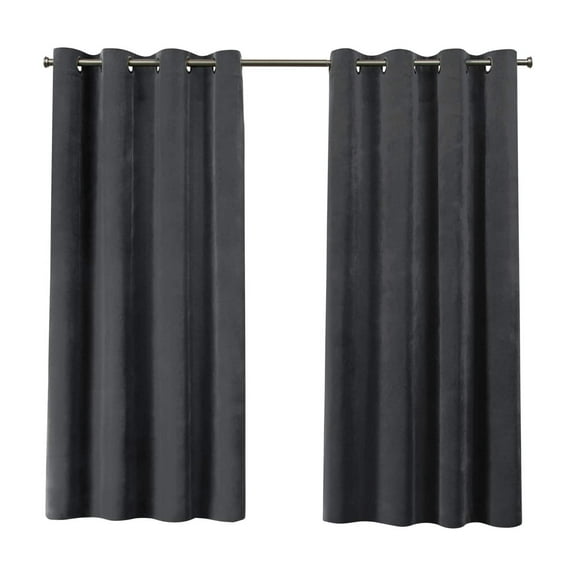 Exclusive Home Velvet Heavyweight Light Filtering Grommet Top Curtain Panel Pair, 54"x84", Soft Grey