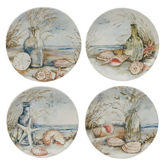 Certified International  Coastal Landscape 9" Salad/Dessert Plates, Set of 4 Assorted Designs - 10.75' x 11'