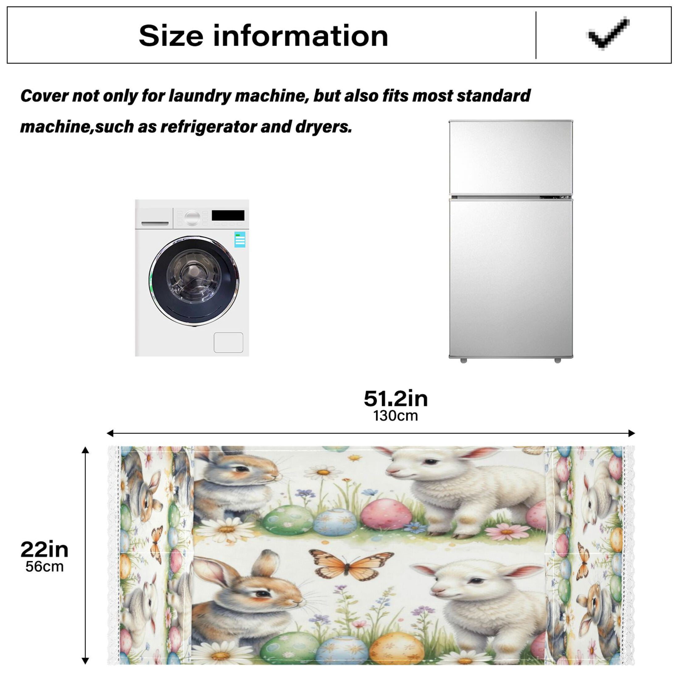 Wobogo Spring Bunny Lamb Washing Machine Cover Dustproof Washer Dryer Cover Waterproof Laundry Room Decorative Protector