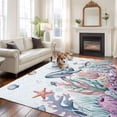 thumbnail image 2 of Large Area Rugs for Living Room Bedroom, Whale Coastal 6'x9' Rug Washable Carpet Runner Indoor Outdoor, Summer Beach Ocean Shell Jellyfish Starfish Non Slip Floor Mats Rug for Kitchen, Playroom, 2 of 8