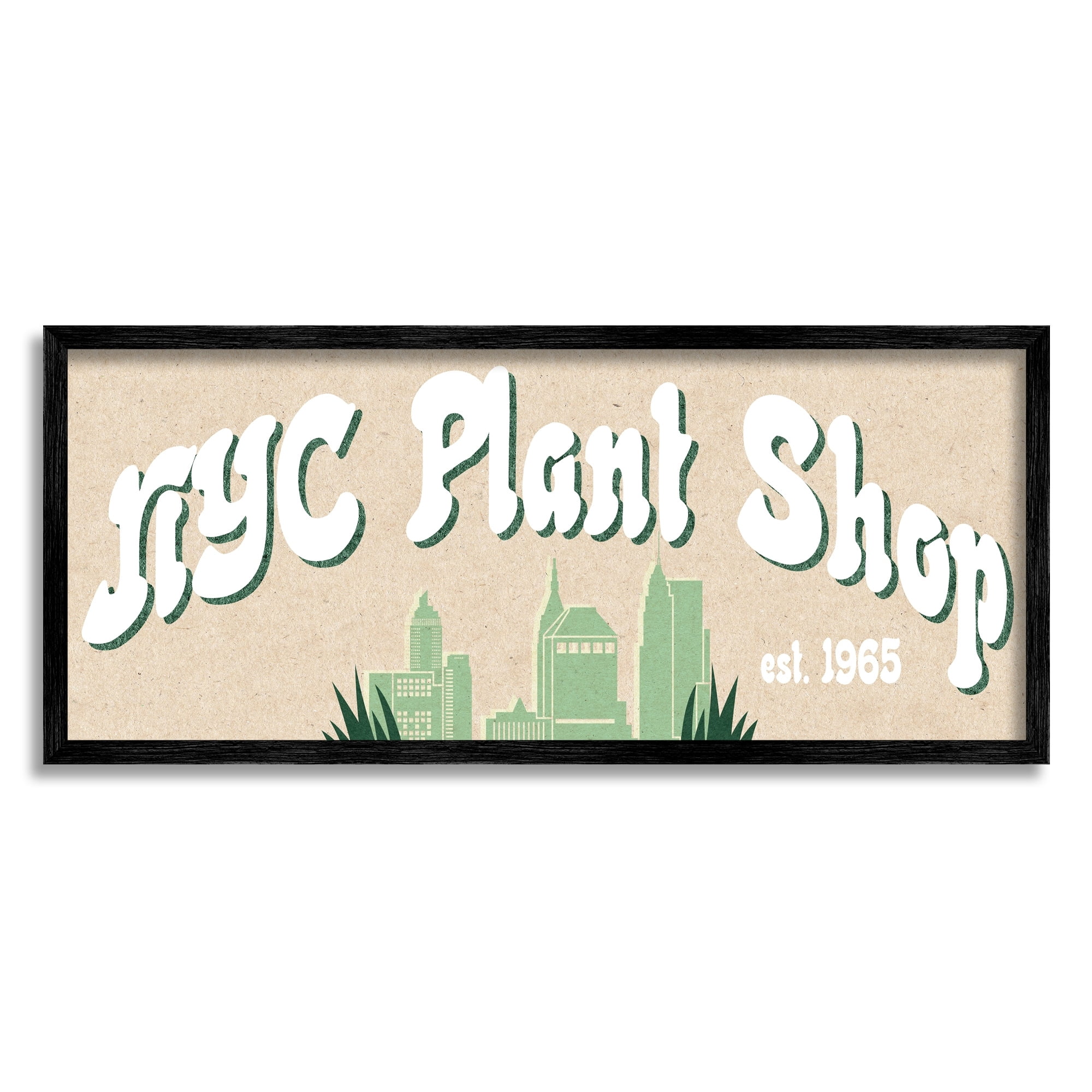 Stupell Industries NYC Plant Shop Green Grass Skyline Est. 1965, 30 x 13, Design by Daphne Polselli