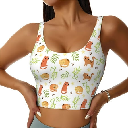 Racerback Sports Bras For Women High Support  Painted Cute Cartoon Cat Workout Tank Tops Woman  Workout Yoga Running Bra
