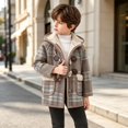 thumbnail image 6 of Ruyang Toddler Boys Plaid Hooded Coat Button Long Sleeve Jacket Sherpa Lined Warm Mid Length Overcoat Kids Winter Outerwear, 6 of 6