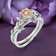thumbnail image 3 of Gorgeous Vine Leaf Ring, Boho & hippie 1.00 Carat Round Cut Morganite And Diamond Moissanite Engagement Ring, Bridal Ring, Twig Ring, Wedding Ring in 925 Sterling Silver With 18k White Gold Plating, 3 of 3