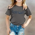 thumbnail image 2 of LUOGENLI T-Shirt pour Filles T-Shirt Décontracté Imprimé à Col Rond à Manches Courtes T-Shirt Chemise Décontractée Chemises pour Filles Tendance Été Longueur Genou Gris 3-4 Ans, 2 of 5