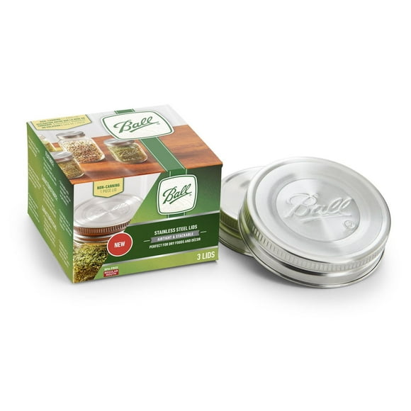 Couvercles en acier inoxydable Ball pour bocaux Mason, ouverture standard paquet de 3