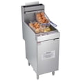 thumbnail image 3 of VEVOR Commercial Deep Fryer, 3-Burner Fryer for Restaurants, Stainless Steel Floor Standing Deep Fryers with Dual Baskets and Adjustable Temperature, Natural Gas Powered, 40 lbs Capacity, 90,000 BTU, 3 of 9