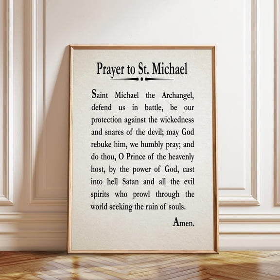 St Michael Prayer Christian Wall Art Print, Unframed Paper Poster 8x10in