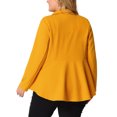 thumbnail image 3 of Agnes Orinda Women's Plus Size Blazer Button Notch Panel Ruffle Peplum Blazers 1X Yellow, 3 of 6