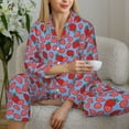 thumbnail image 6 of Fuzoiu Strawberries Print Women's Long-Sleeved Pajama,Lounge Button Down Nightwear,Womens Notch Collar Pajama Set-X-Large, 6 of 7