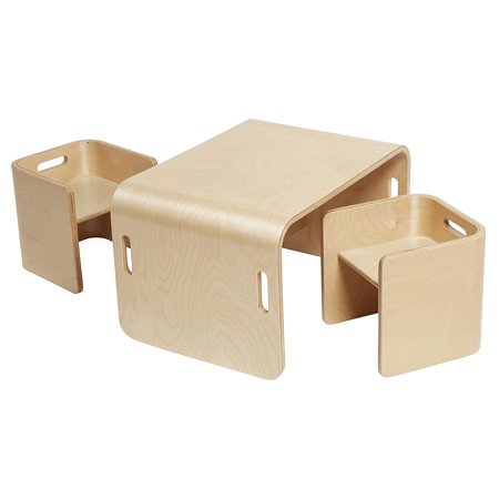 Premium Bentwood Multipurpose Table and Chair Set  Kids Furniture  Natural  3-Piece