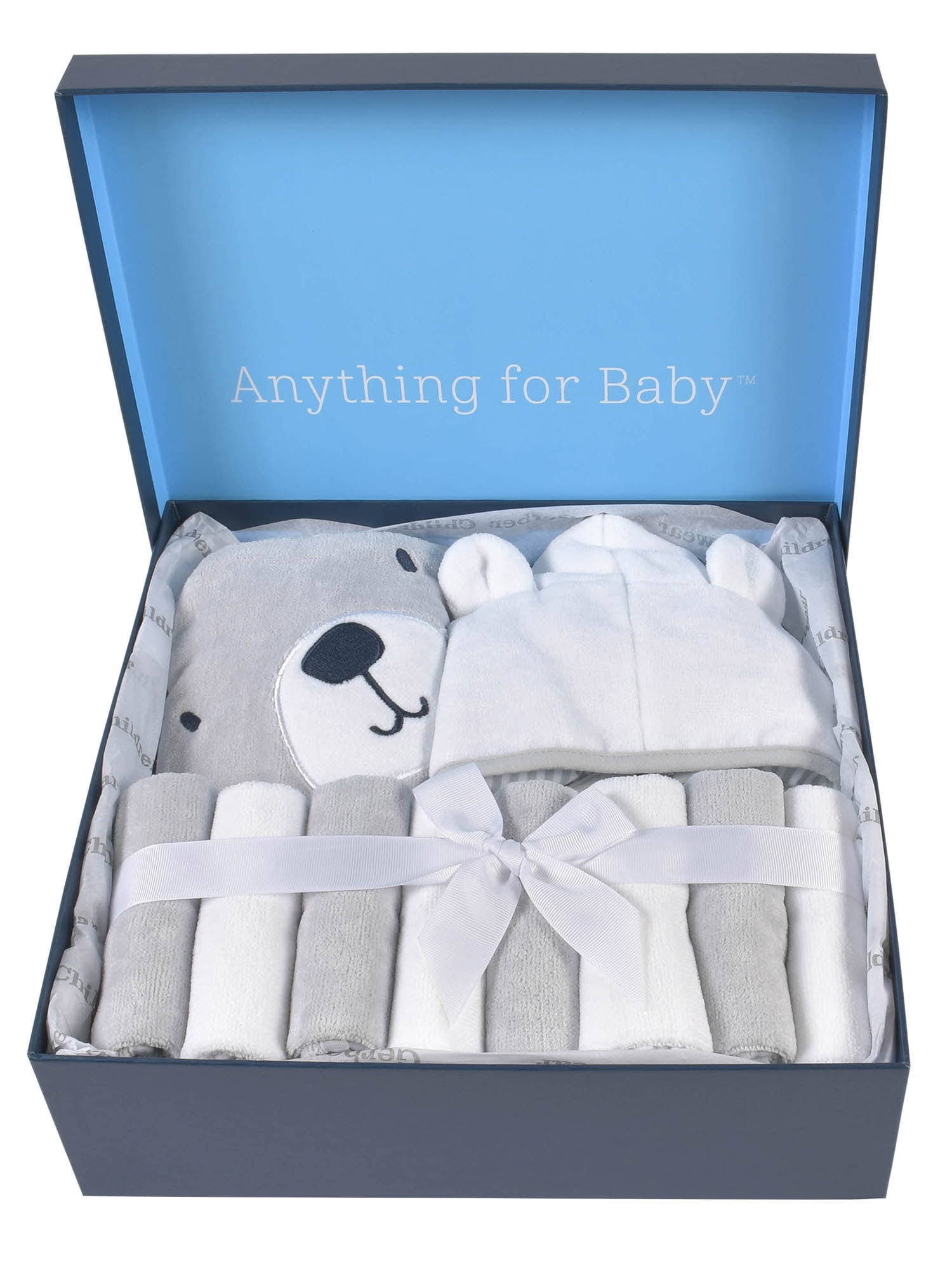Gerber Baby Boy or Girl Unisex Velour Hooded Towel, Robe, & Washcloths Baby Shower Gift Box Set, 10-Piece