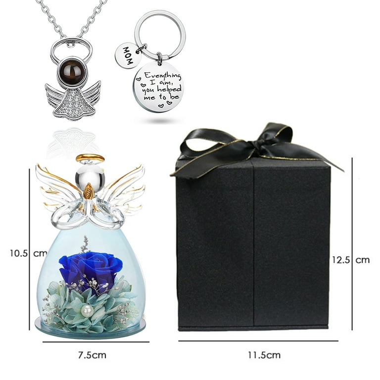 Preserved Real Rose In Glass Angel Figurines, Handmade, 46% OFF