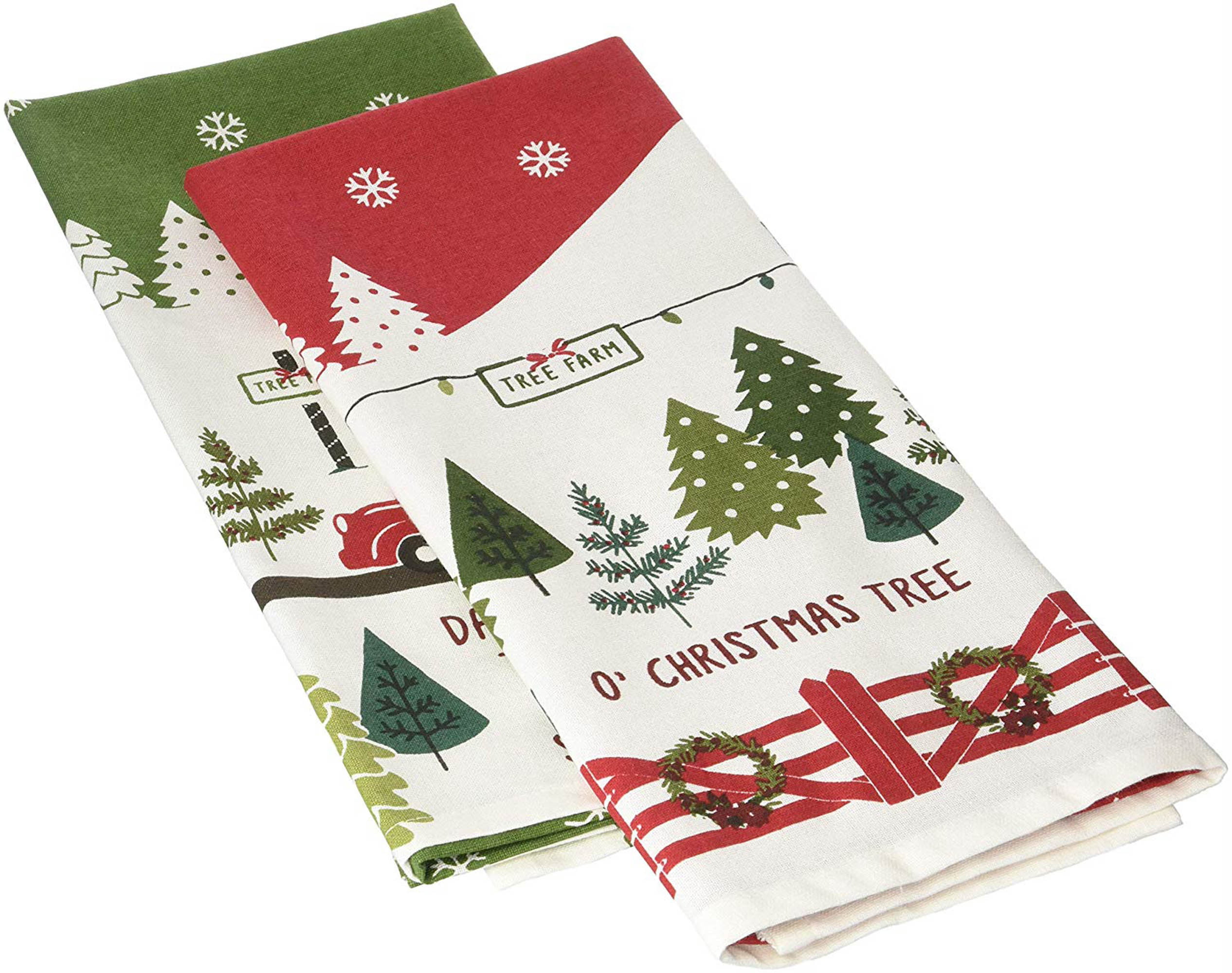 ARKENY Christmas Kitchen Towels Set of 2,Black Xmas Tree Dish Towels 18x26  Inch,Hoilday Farmhouse Home Decoration AD101