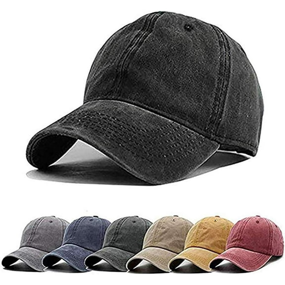 Minzimin 1Pack Men Women Baseball Cap Vintage Washed Distressed Hats Twill Plain Adjustable Dad-Hat