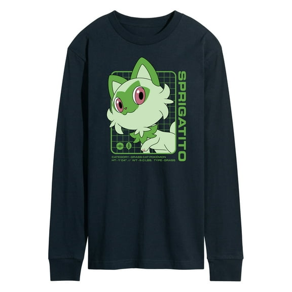 Pokémon - Sprigatito Stats - Men's Long Sleeve T-Shirt
