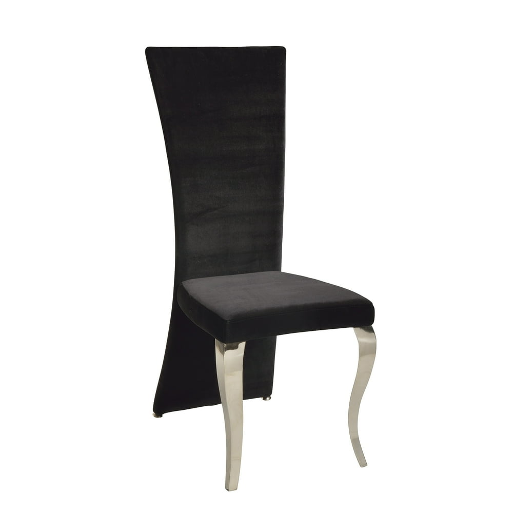 Somette Tabitha Black Velvet Rectangle High Back Dining Chair (Set of 2