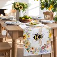 thumbnail image 3 of Flower Garland Table Runner, Watercolor Bee Kitchen Table Runners Dress Scarves for Table Decorations Party/Restaurant/Indoor Outdoor Use, 18x72in, 3 of 9