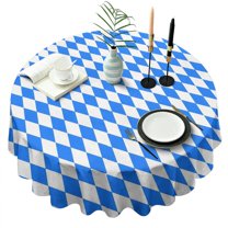 Blue White Checkerboard Checkered Pattern Round Tablecloth 60"x60",Wrinkle Wipeable Table Cloth for Kitchen Dining Room Picnic Patio Party