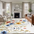 thumbnail image 2 of Spring Flowers Large Area Rugs 8x10 ft Blue Red Yellow Floral Plant Washable Rug Non Slip Indoor Carpet Absorbent Floor Mat for Living Room Bedroom Dining Room, 2 of 9