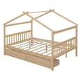 thumbnail image 6 of Bellemave Wood Full Size House Shaped Canopy Bed for Kids, Teens, Montessori House Bed with Storage Drawers for Girls & Boys (Natural), 6 of 10