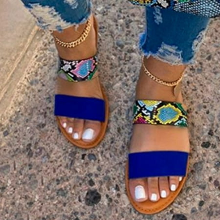 

〖Yilirongyumm〗 Blue 38 Sandals Women Flat Spring Women s Fashion Sandals Slippers Summer Casual And Beach Women s Sandals