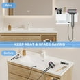 thumbnail image 6 of Hair Dryer Holder Wall Mounted, STONCEL Blow Dryer Holder for Bathroom, Aluminum Alloy Hair Dryer Rack, Muti-Function Hair Tool Organizer with Plug Hook (White), 6 of 7