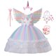 thumbnail image 1 of Vestido de princesa arcoíris Pastel para niñas pequeñas, vestido de fiesta de cumpleaños de noche de boda, disfraz de Cosplay de unicornio para niños Fivean unisex, 1 of 2